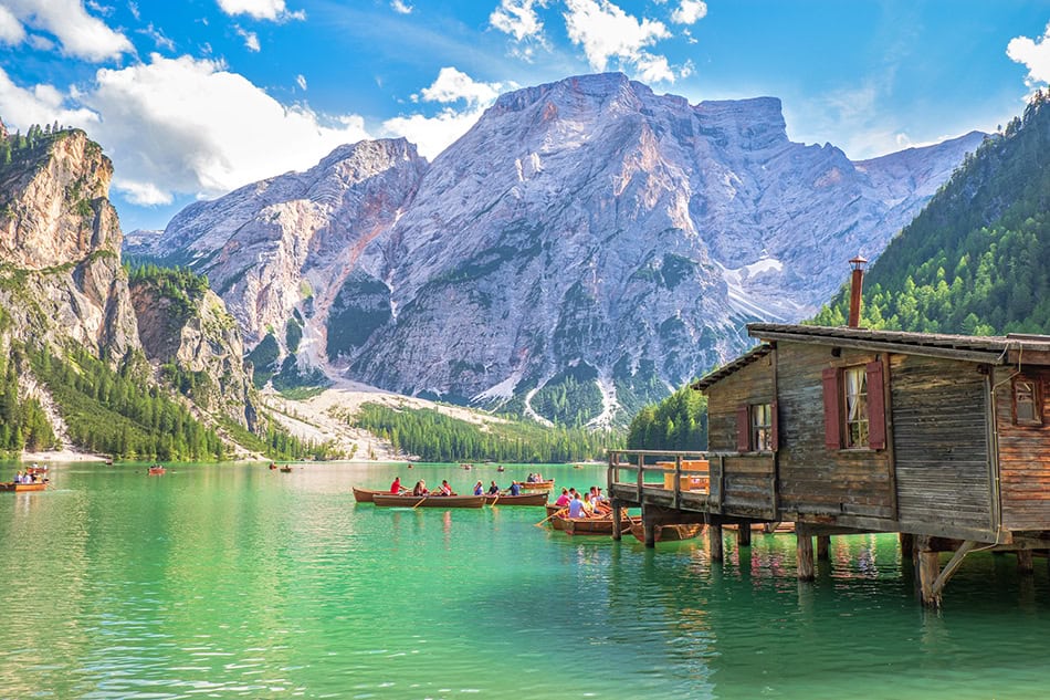 Lake of Braies in the Dolomites Italy