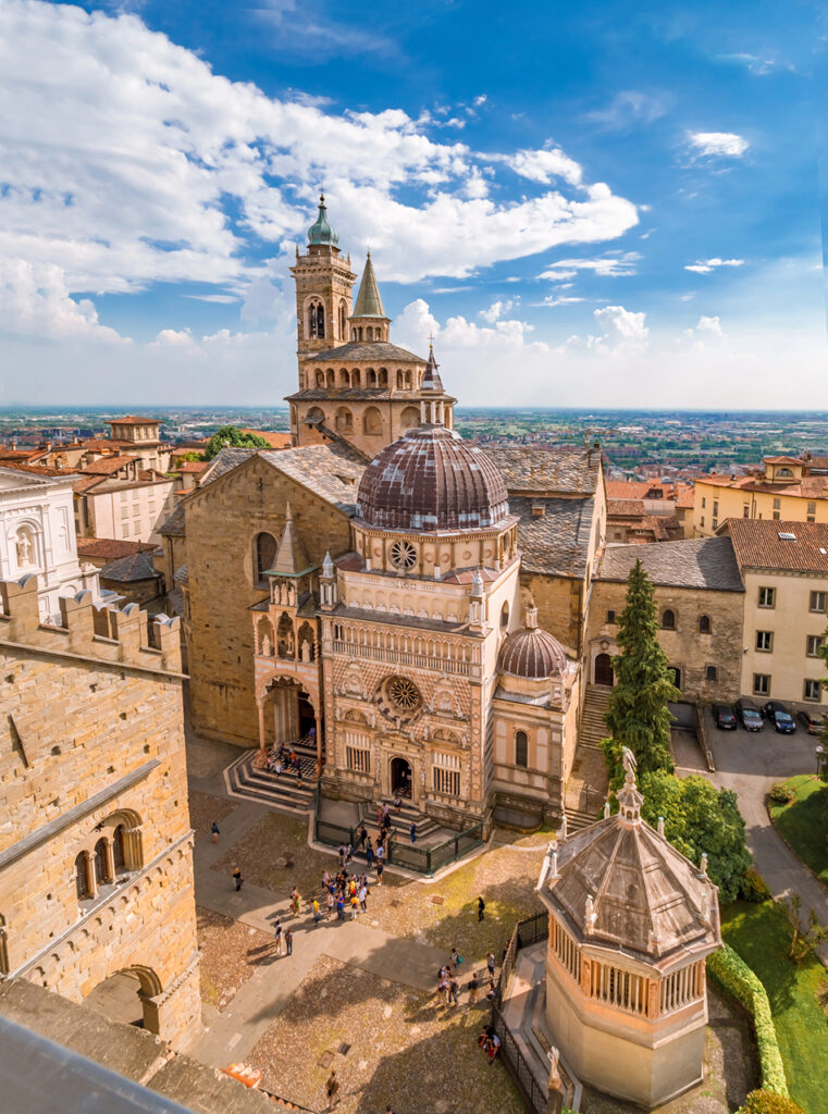 Basilica of Santa Maria Maggiore and Cappella Colleoni in Citta Alta of Bergamo, Italy
