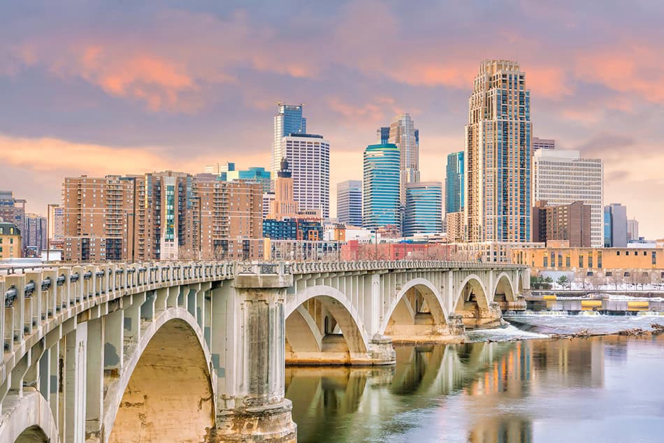 Minneapolis downtown skyline in Minnesota, USA