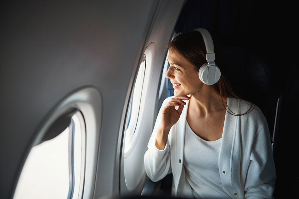 Noise-Cancelling Headphones on Plane