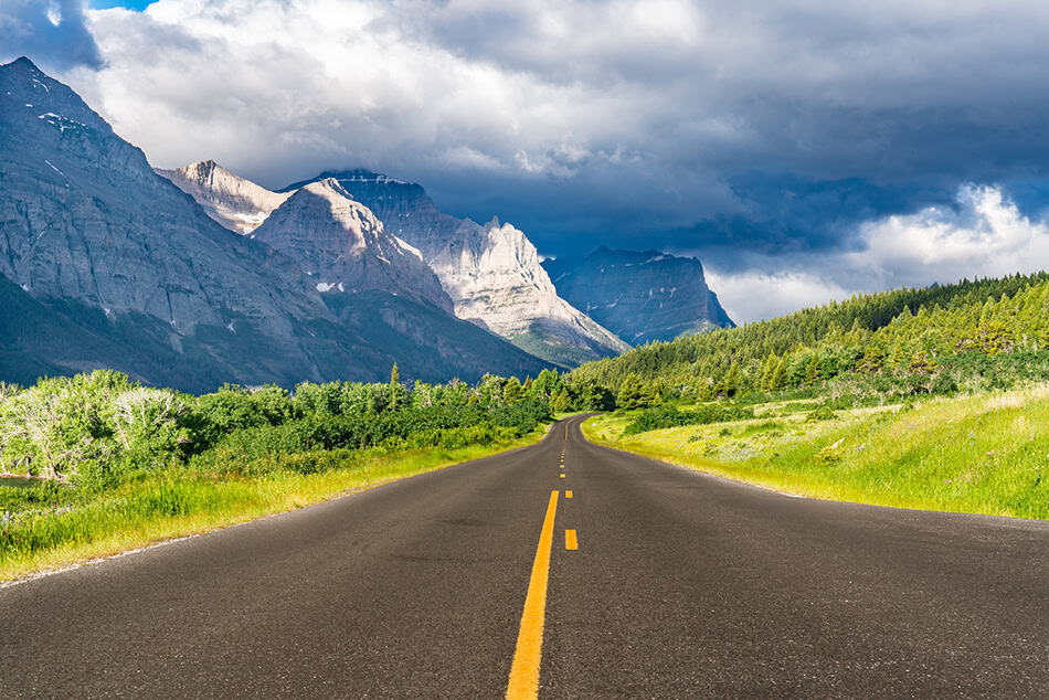 Sun Road in the Rocky Mountains of Montana in Glacier National Park USA