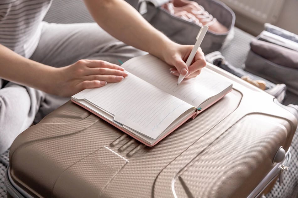 Checklist packing luggage