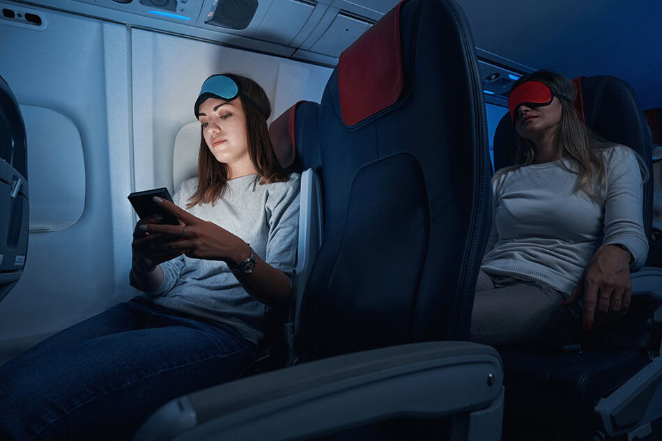 Plane flight eye mask and reading