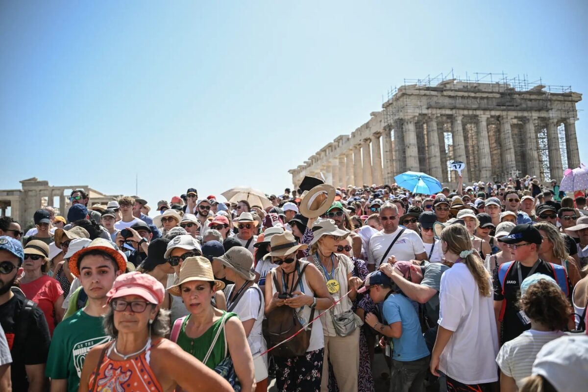 Acropolis in Athens, Greece Crowds