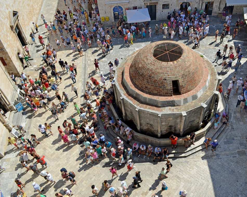 Crowded Dubrovnik Fountain, Croatia