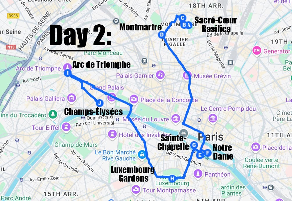 Paris Day 2 map
