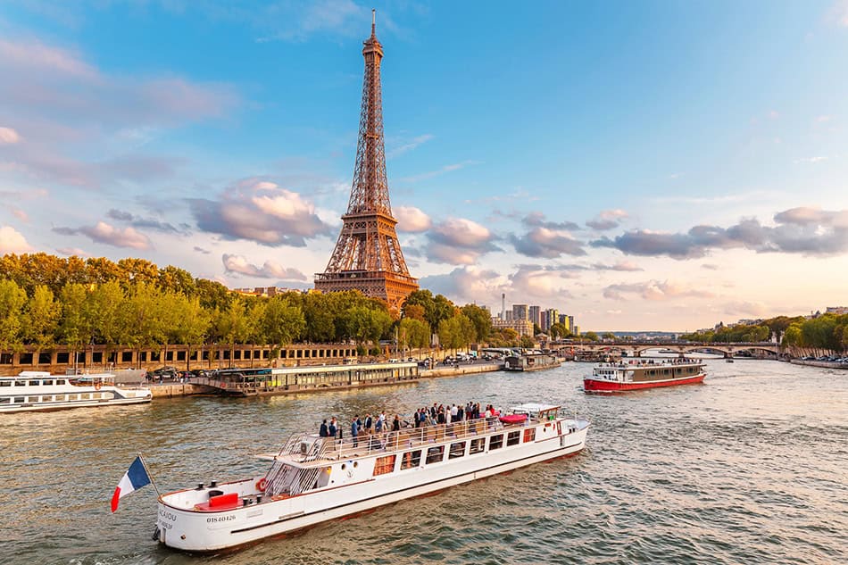 Seine River Cruise past Eiffel Tower in Paris