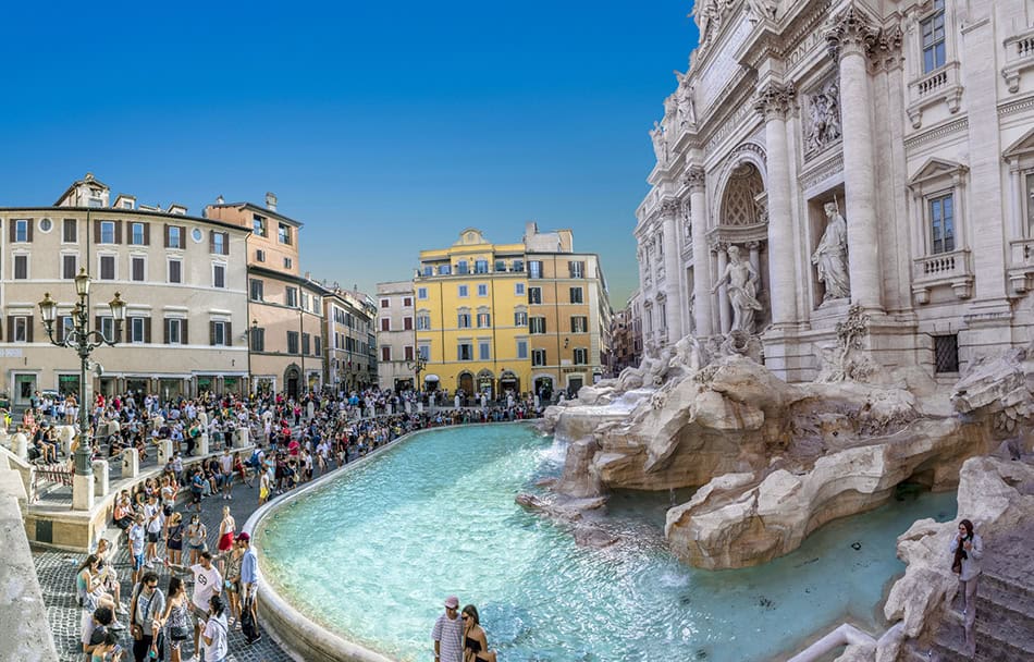 Trevi Fountain Rome in italy in peak season