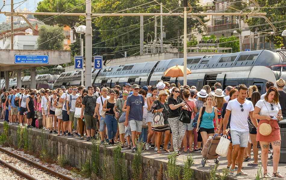 catching a train from Sorrento railway station in Italy