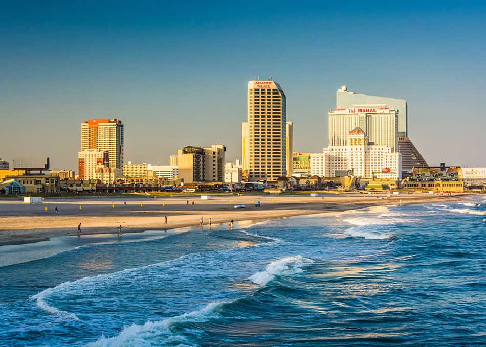 The skyline and Atlantic Ocean in Atlantic City, New Jersey