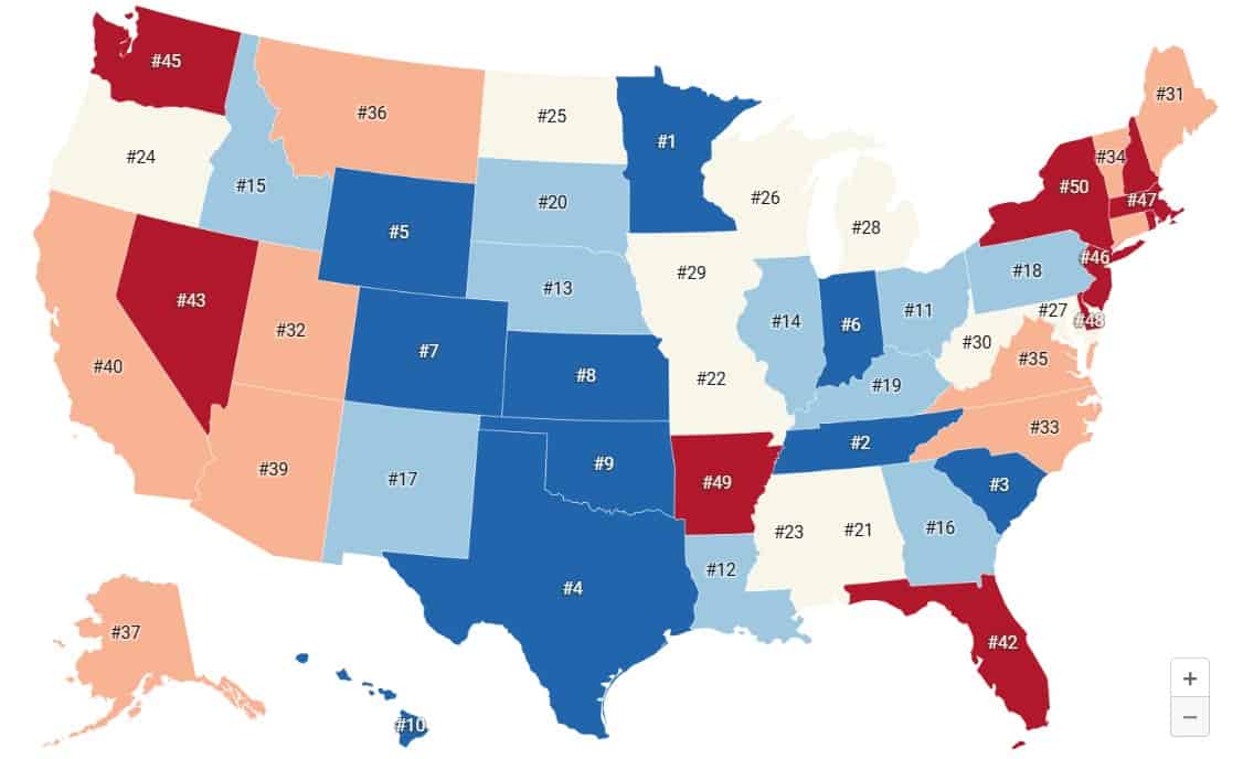 USA friendliness map