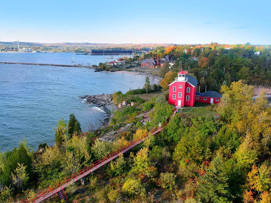 Marquette harbor light house park Michigan USA